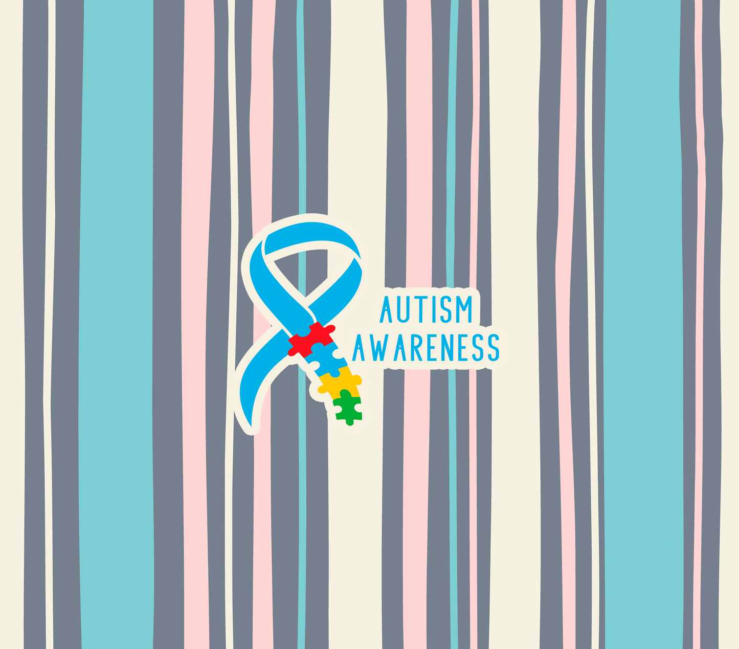 Candy Striped Autism Hot Cold Beverage 20oz Tumbler