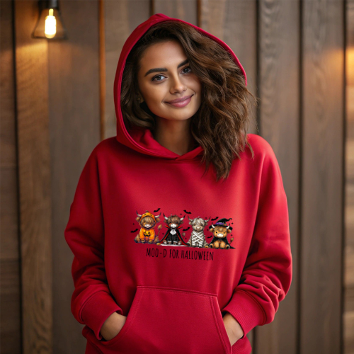 Ladies Halloween Adult Hoodies - Highland Cow Moo-d