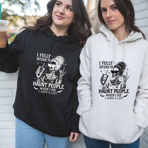 Ladies Halloween Adult Hoodies - Funny Haunting Design