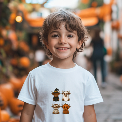 Highland Cows Kids Halloween T-Shirt