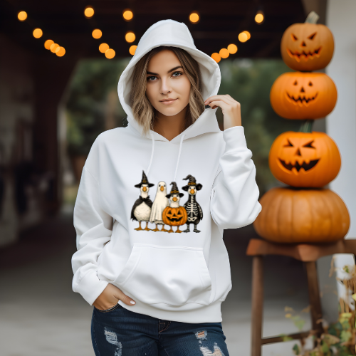 Ladies Halloween Adult Hoodies - Spooky Geese