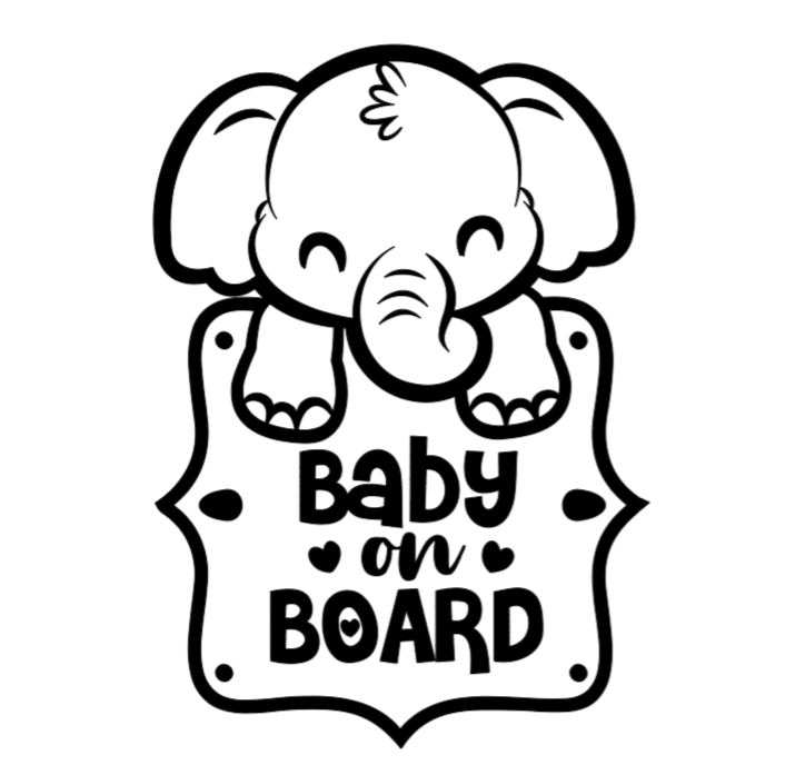 Baby On Board Elephant Car Bumper Sticker