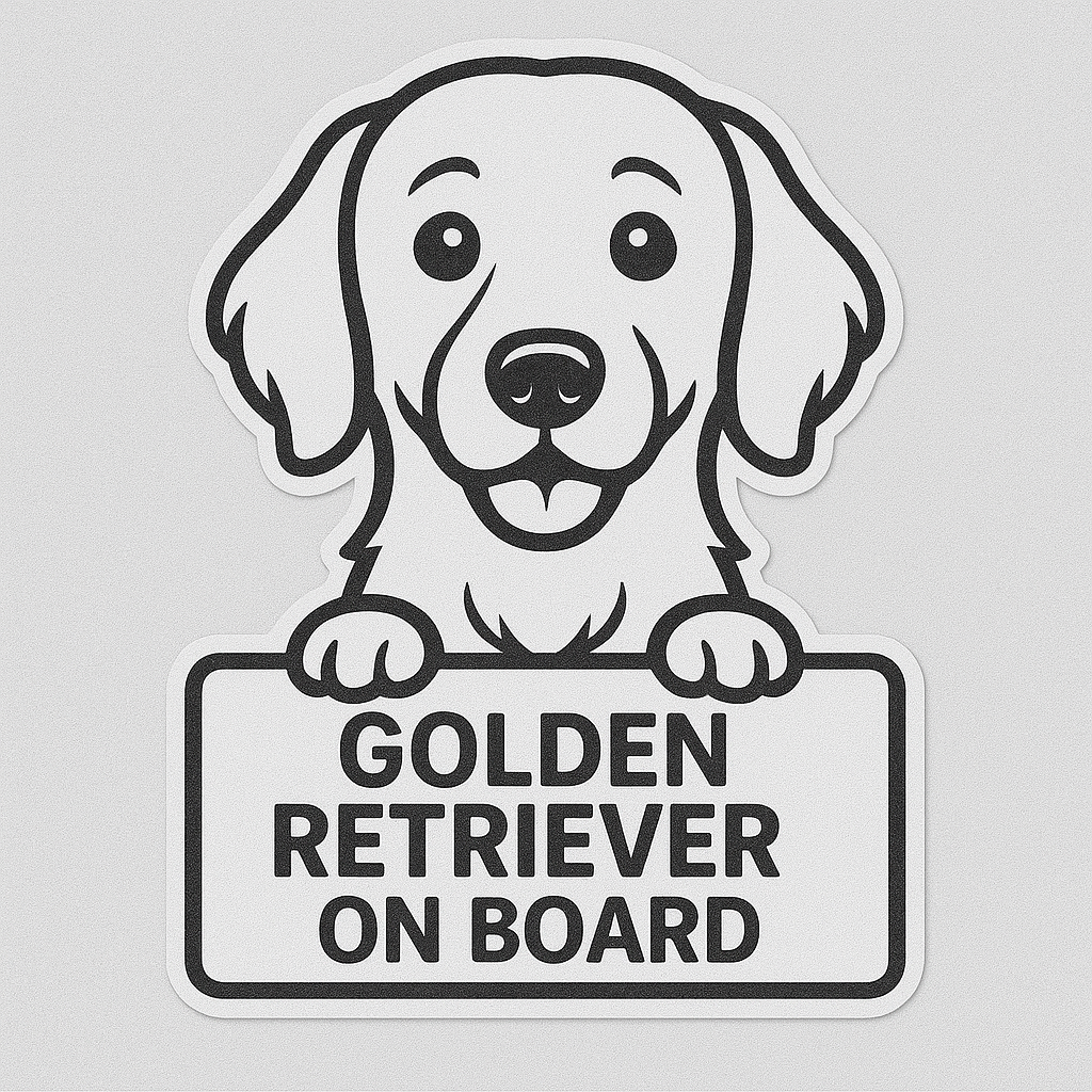 Golden Retriever Dog On Board Car Bumper Sticker