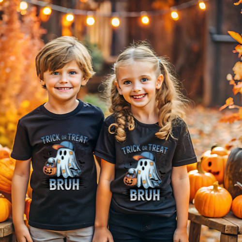 Trick or Treat Bruh Kids Halloween T-Shirt