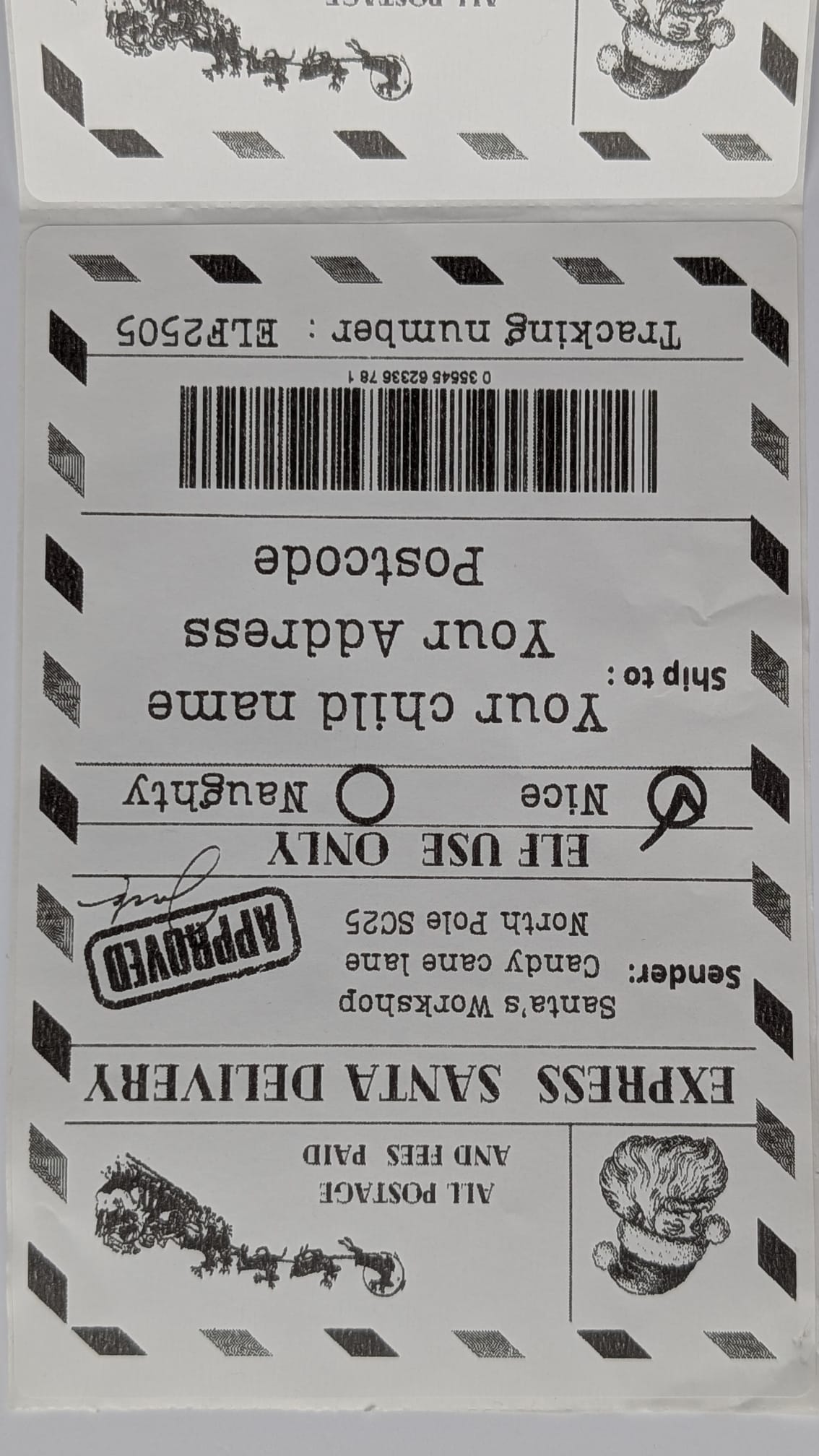 Personalised Santa Shipping Labels x 10