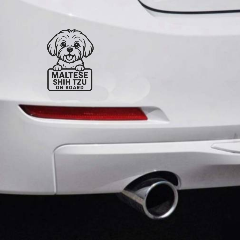 Shih Tzu Dog On Board Car Bumper Sticker
