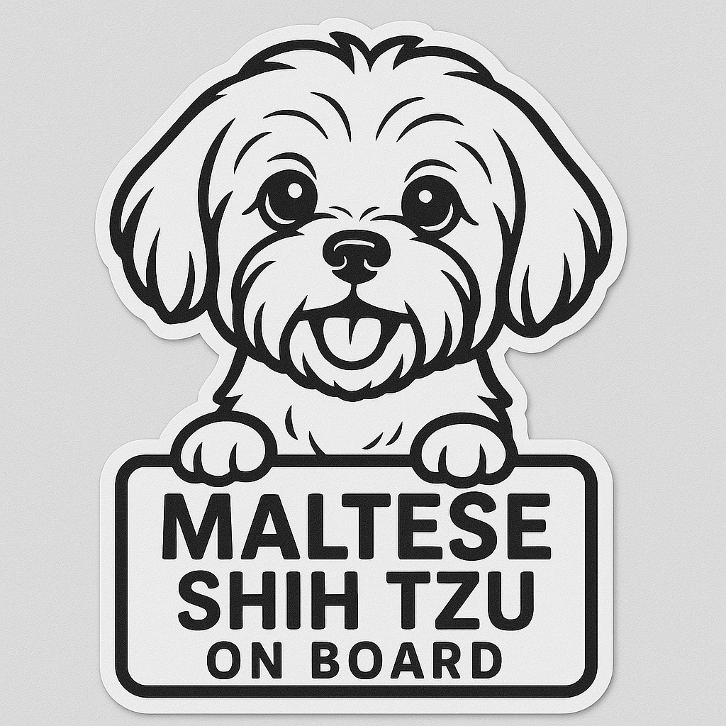 Shih Tzu Dog On Board Car Bumper Sticker