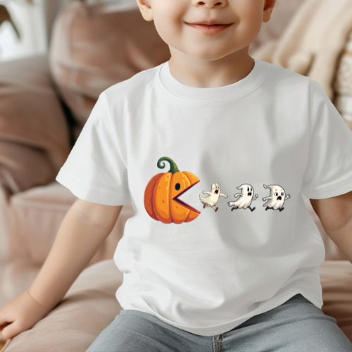 Pumpkin Eating Ghosts Kids Halloween T-Shirt