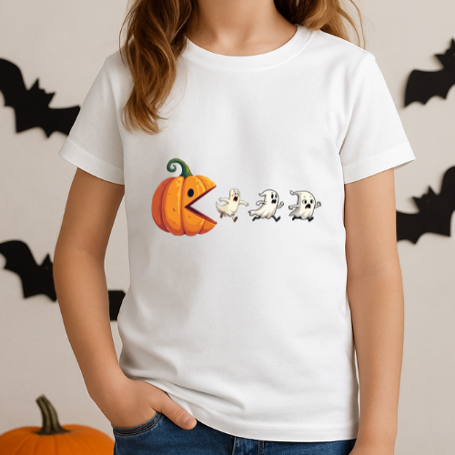 Pumpkin Eating Ghosts Kids Halloween T-Shirt