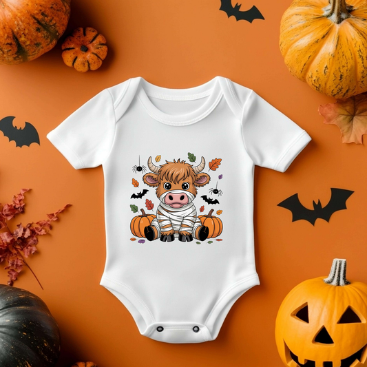 Halloween Mummy Highland Cow Baby Vest