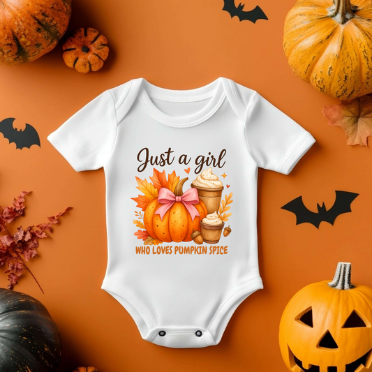Halloween Just A Girl Pumpkin Baby Vest