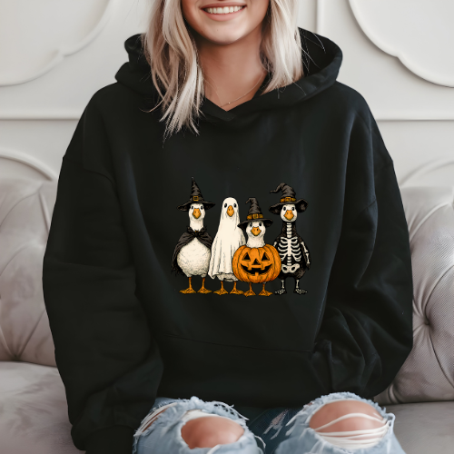 Ladies Halloween Adult Hoodies - Spooky Geese