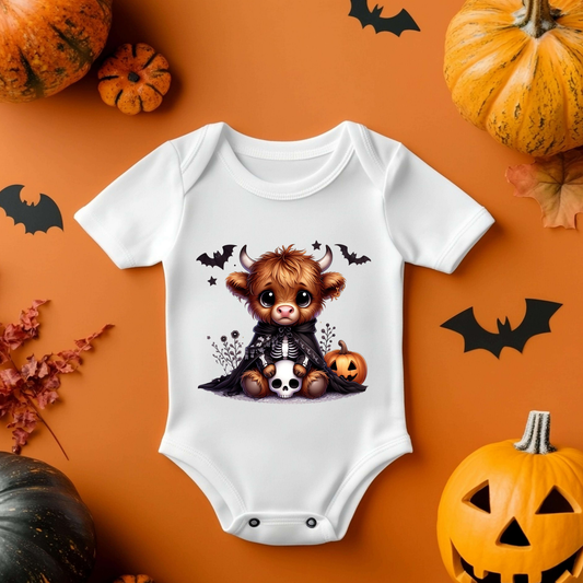 Spooky Highland Cow Halloween Baby Vest