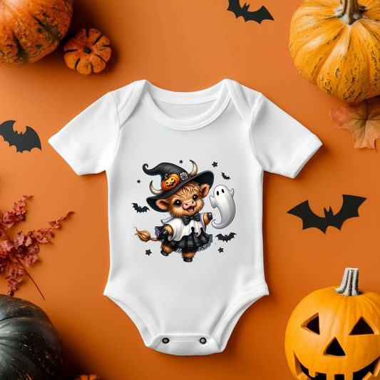 Highland Cow Girls Halloween Baby Vest