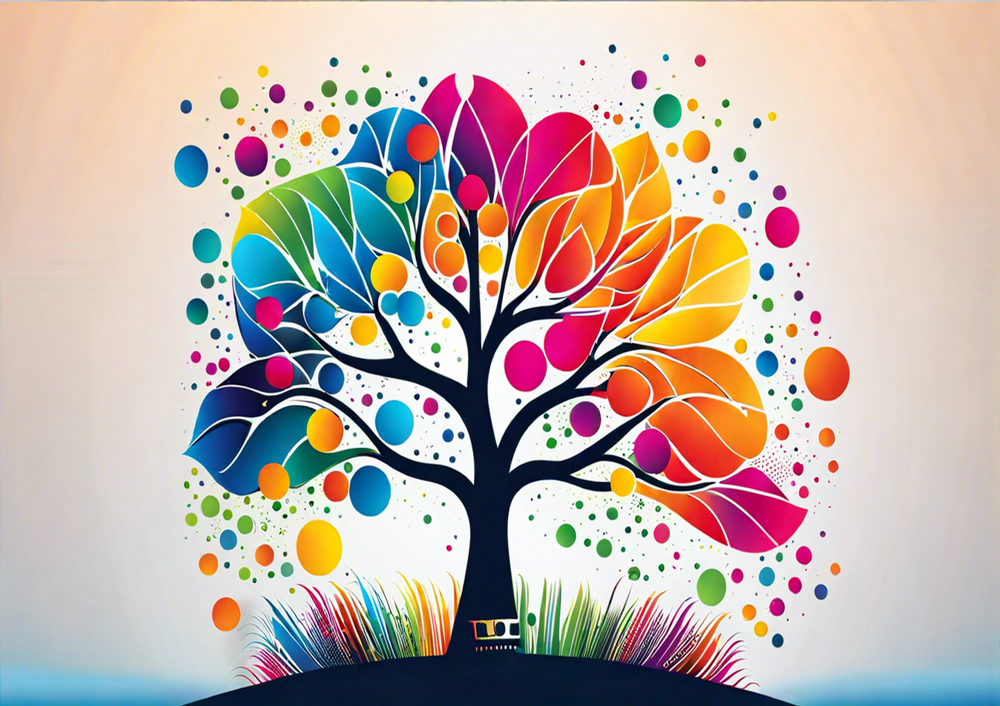 Artistic Colourful Tree Cutting Board