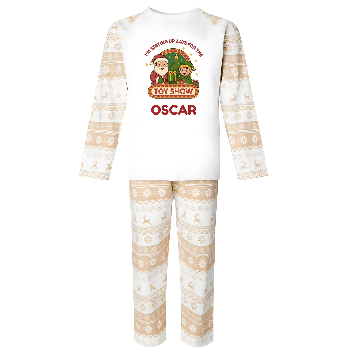 Personalised Fair Isle Christmas Kids Pyjama Set