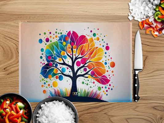 Artistic Colourful Tree Cutting Board