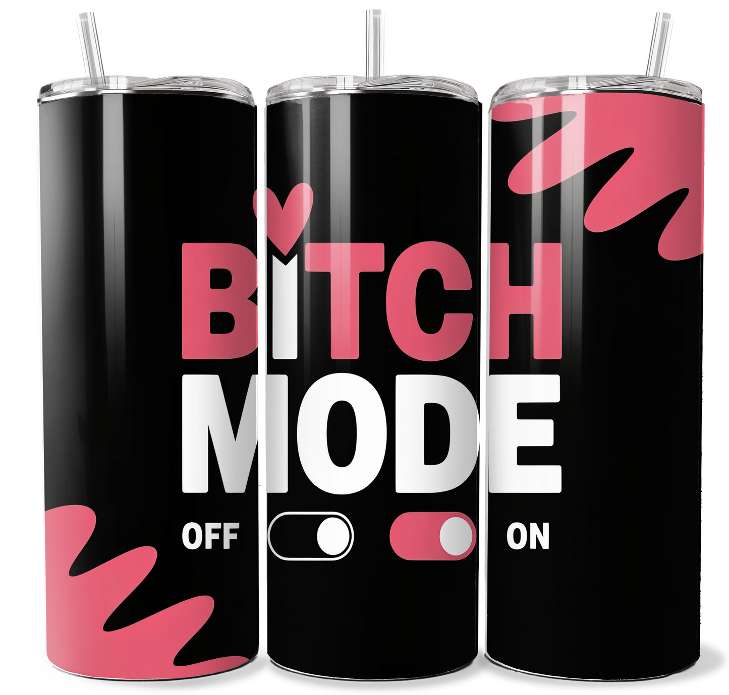 Black & Pink Bitch Mode Hot Cold 20oz Tumbler