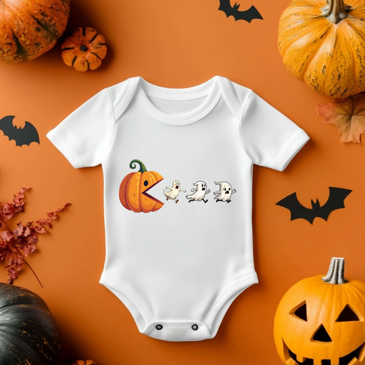 Pumpkin Scaring Ghosts Halloween Baby Vest