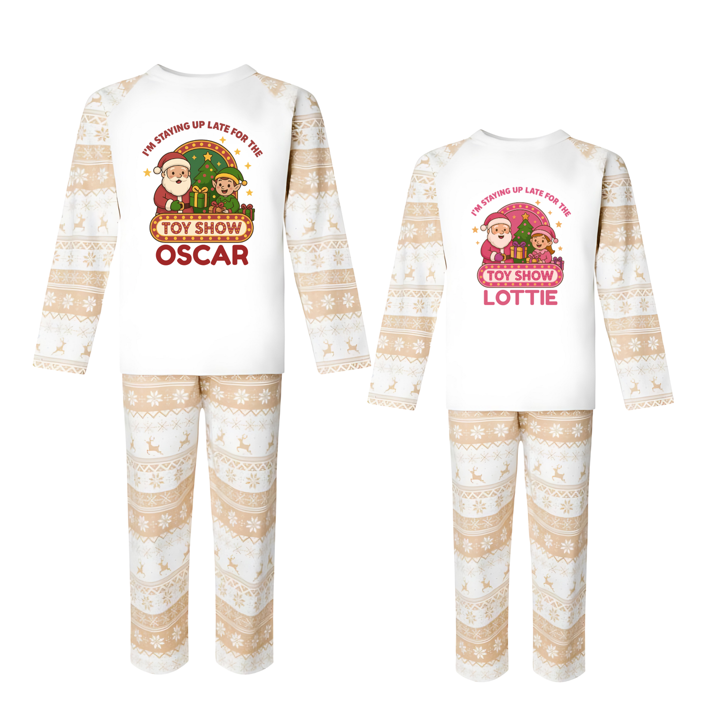 Personalised Fair Isle Christmas Kids Pyjama Set