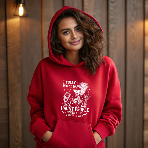 Ladies Halloween Adult Hoodies - Funny Haunting Design