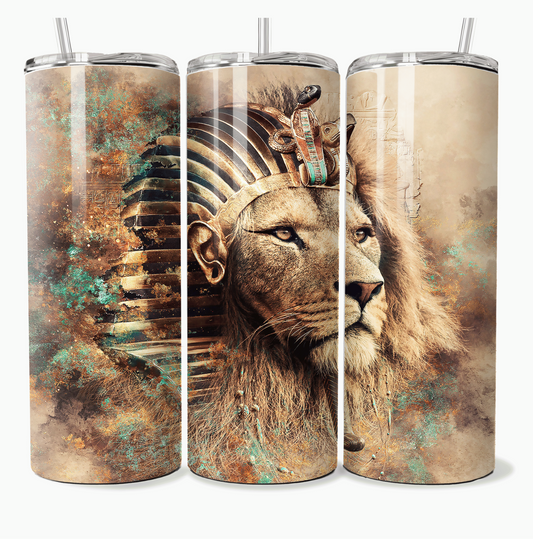 Egyptian Lion Print Hot Cold Beverage 20oz Tumbler