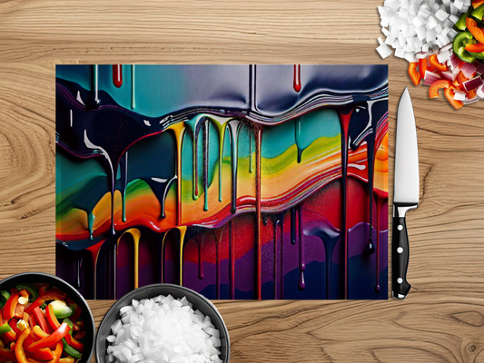 Multicolour Paint Drip Cutting Board