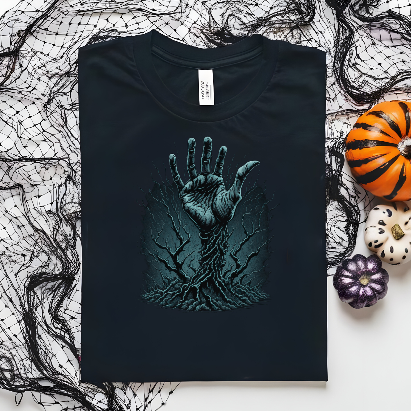 Unisex Black Zombie Hand Halloween T-Shirt