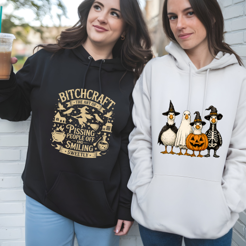 Ladies Halloween Adult Hoodies - Spooky Geese