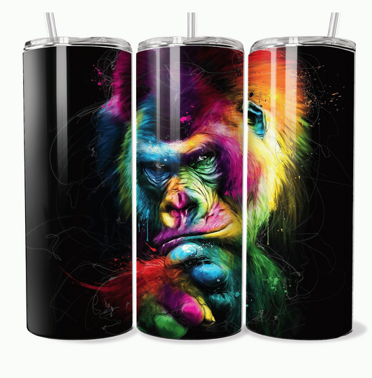 Artistic Colourful Gorilla Hot Cold Beverage 20oz Tumbler