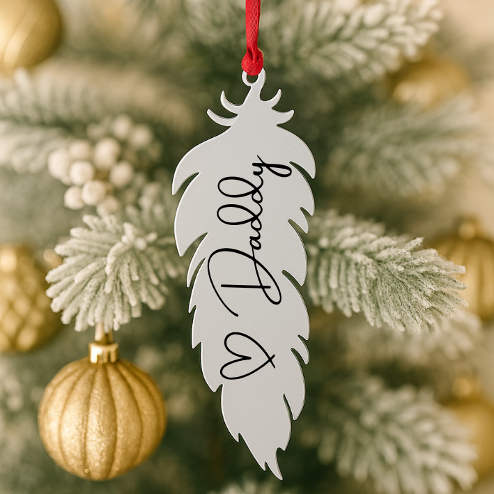 Daddy Angel Feather Christmas Bauble