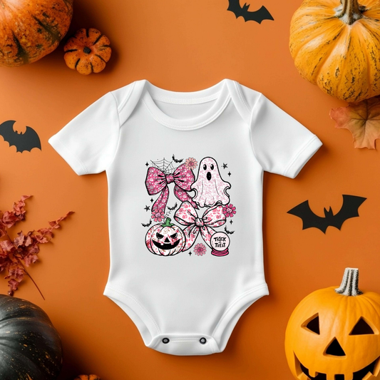 Halloween Pink Ghost & Pumpkin Baby Vest