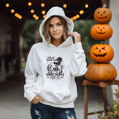 Ladies Halloween Adult Hoodies - Funny Haunting Design