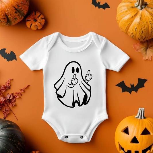 Halloween Baby Vest - Rude Ghost 2 Fingers
