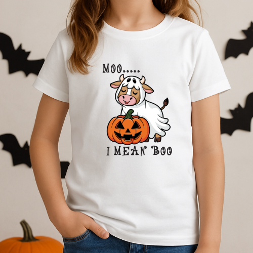 Spooky Cow Kids Halloween T-Shirt
