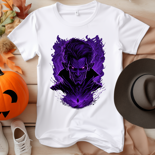 Unisex White & Purple Dracula Halloween T-Shirt