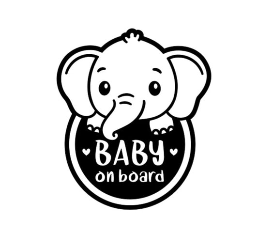 Baby On Board Elephant Car Vinyl Bumper Sticker