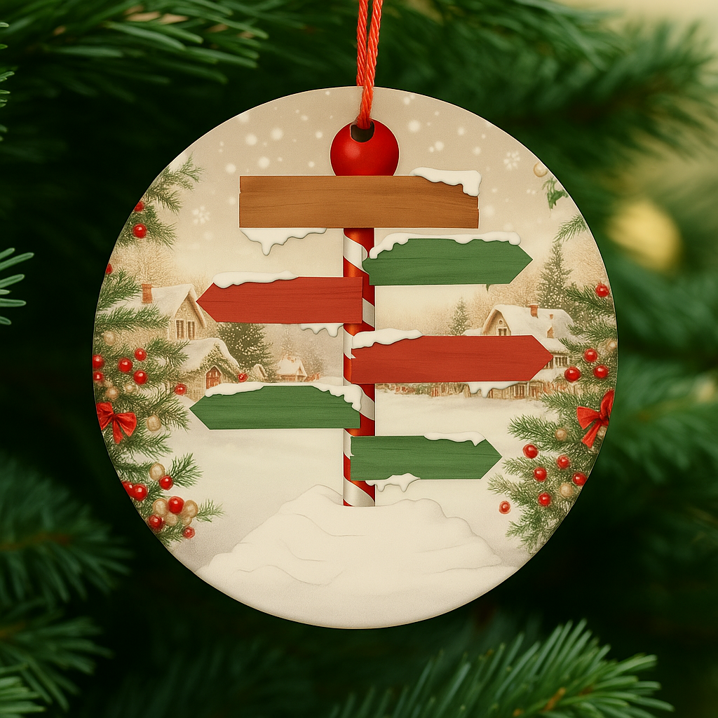 Personalised Family North Pole Christmas Bauble