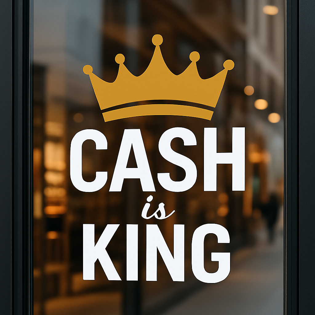 Cash Is King Business Sign
