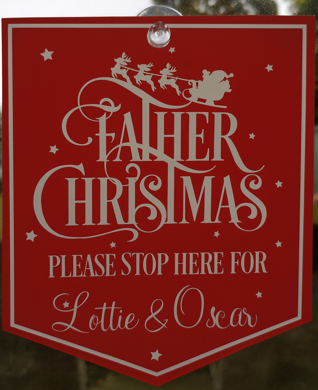 Personalised Red Father Christmas Stop Here Sign