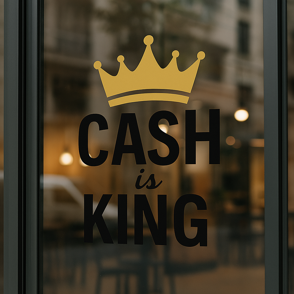 Cash Is King Business Sign