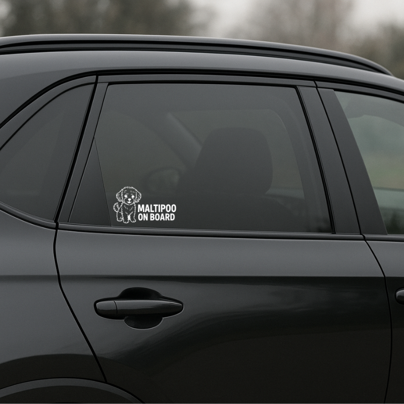 Maltipoo Dog On Board Car Bumper Sticker