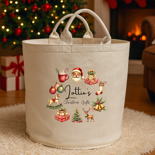 Personalised Trug - Traditional Christmas - Add Your Name