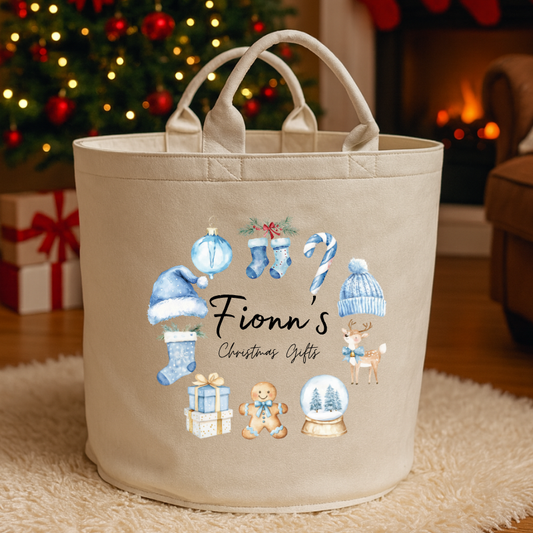 Personalised Trug - Blue Christmas - Add Your Name