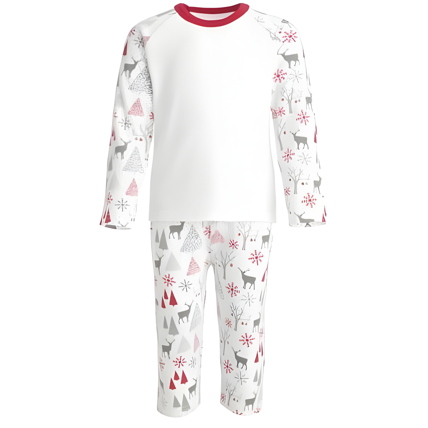Personalised Grey & Red Reindeer Christmas Pyjama Set