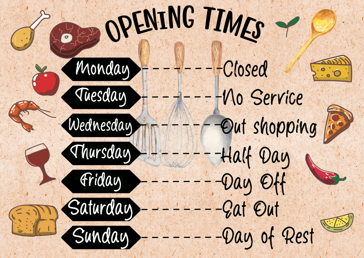 Opening Times Chopping Board