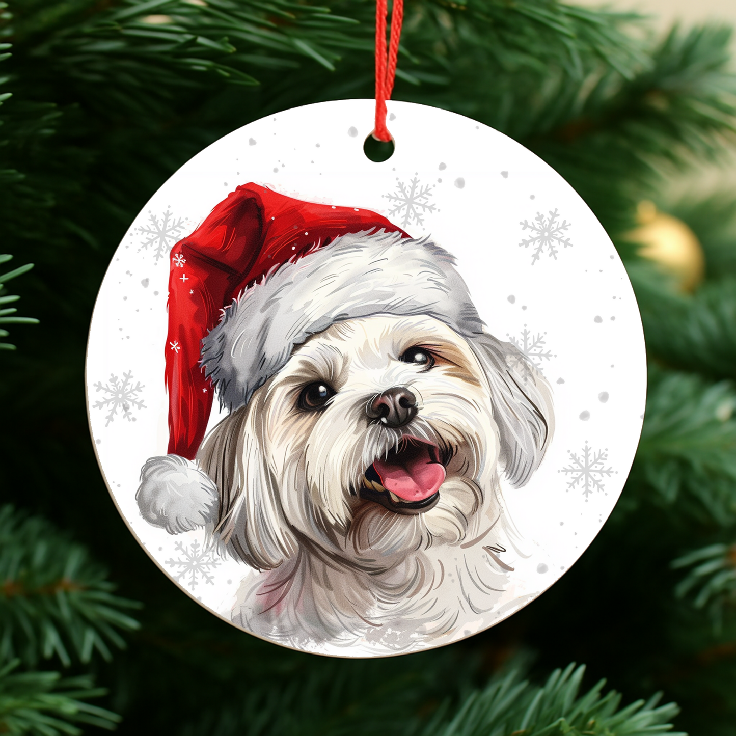 Maltese Dog Christmas Bauble