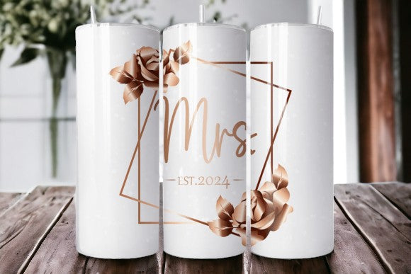 20oz Hot and Cold Mrs & Mr Wedding Tumbler with Straw