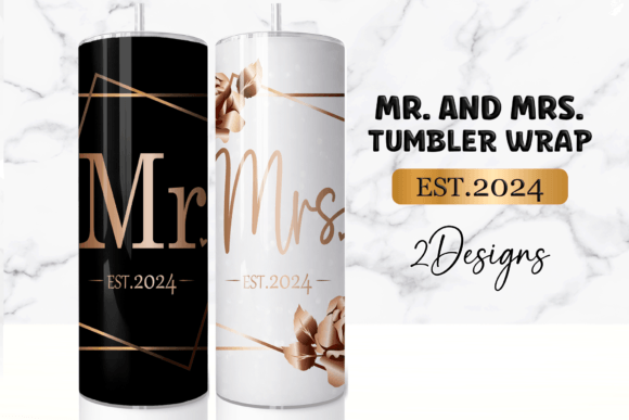 20oz Hot and Cold Mrs & Mr Wedding Tumbler with Straw