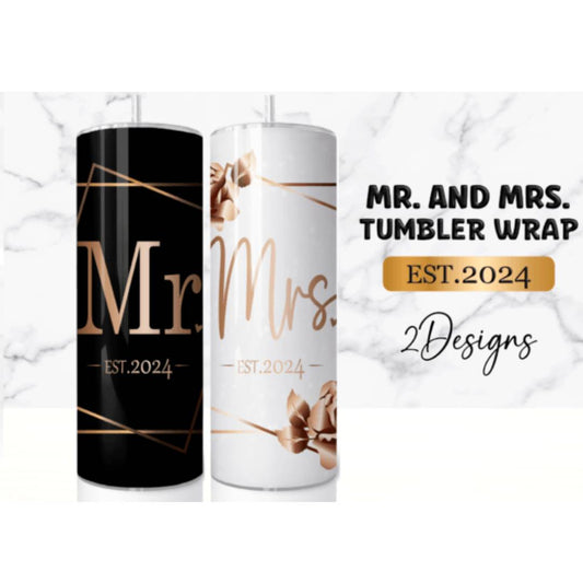 20oz Hot and Cold Mrs & Mr Wedding Tumbler with Straw